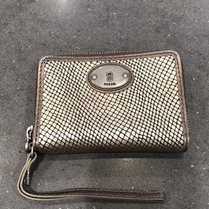 Fossil Snakeskin Embossed Wristlet